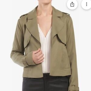Harve Benard Olive Cropped Trench Coat